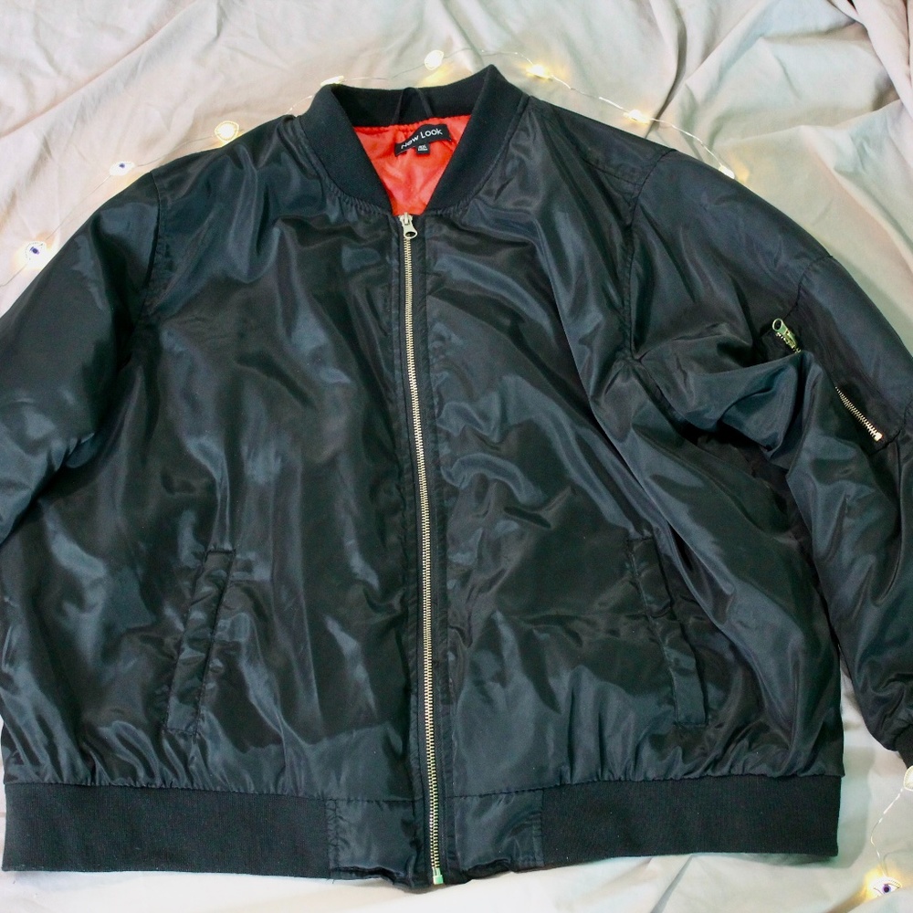 OVERSIZED Perfect fall black bomber jacket